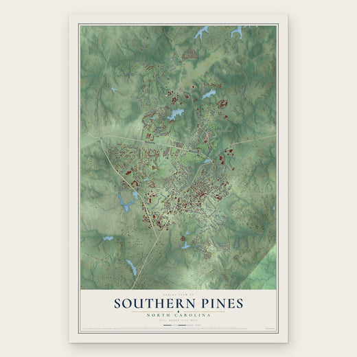 Southern Pines, North Carolina map print, the full design