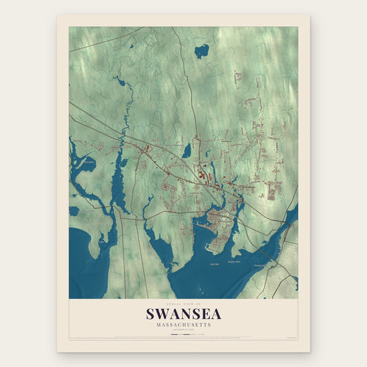 Swansea, Massachusetts map print, the full design