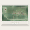 Claremont, Minnesota map print, the full design