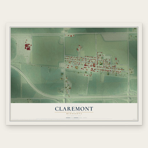 Claremont, Minnesota map print, the full design