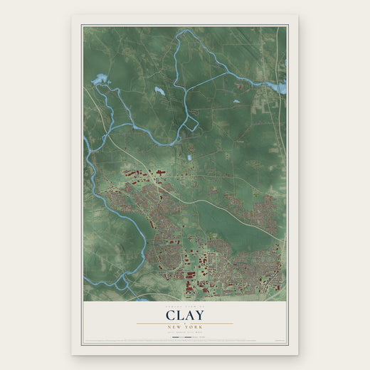 Clay, New York map print, the full design