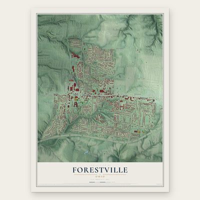 Forestville, Ohio map print, the full design