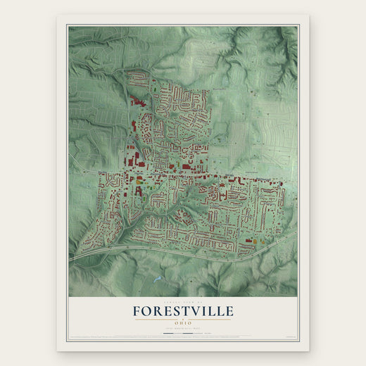 Forestville, Ohio map print, the full design