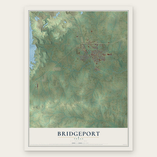 Bridgeport, Texas map print, the full design