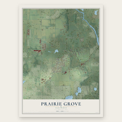 Prairie Grove, Illinois map print, the full design