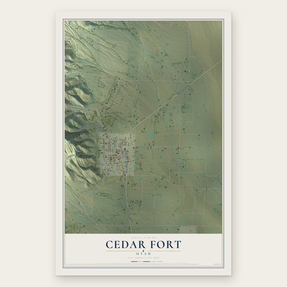 Cedar Fort, Utah map print, the full design