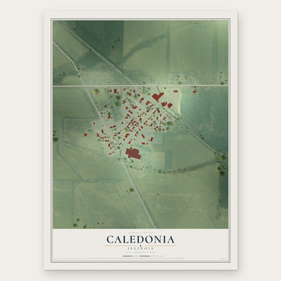 Caledonia, Illinois map print, the full design