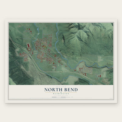 North Bend, Washington map print, the full design