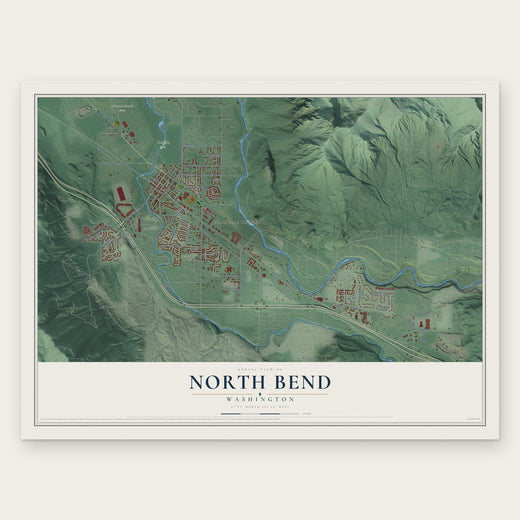 North Bend, Washington map print, the full design