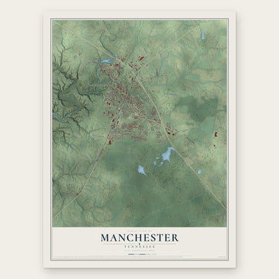 Manchester, Tennessee map print, the full design