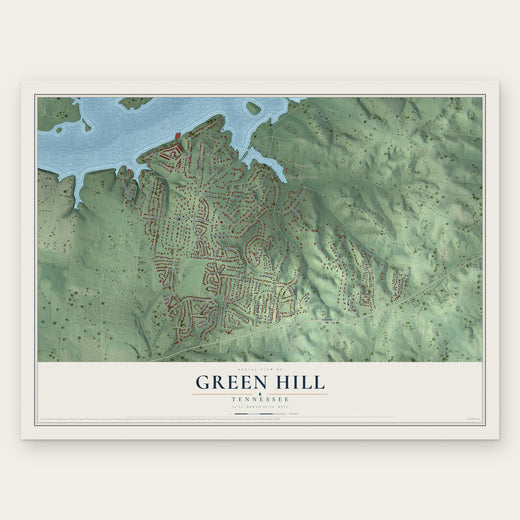 Green Hill, Tennessee map print, the full design