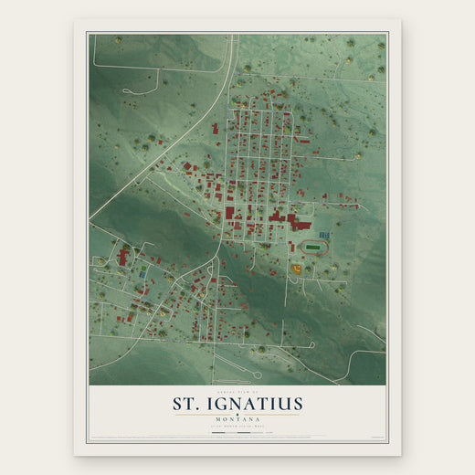 St. Ignatius, Montana map print, the full design