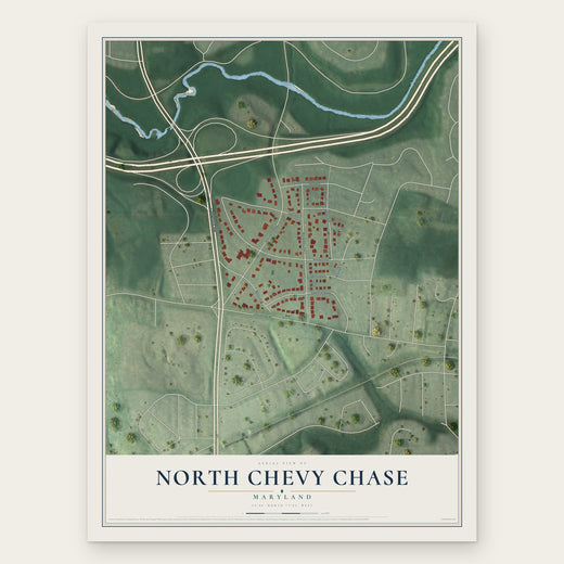 North Chevy Chase, Maryland map print, the full design