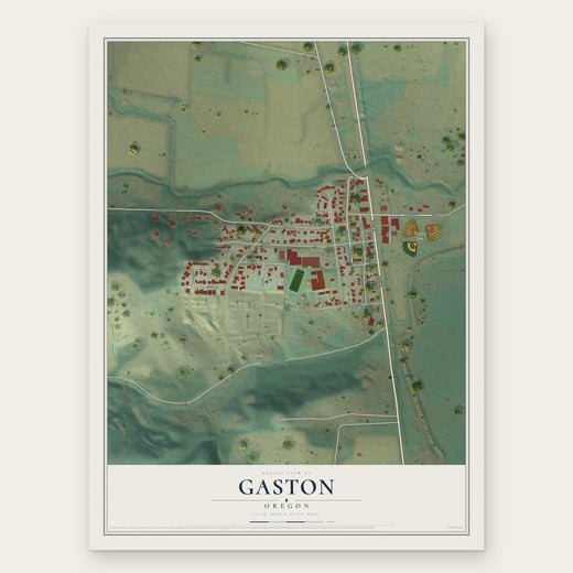Gaston, Oregon map print, the full design