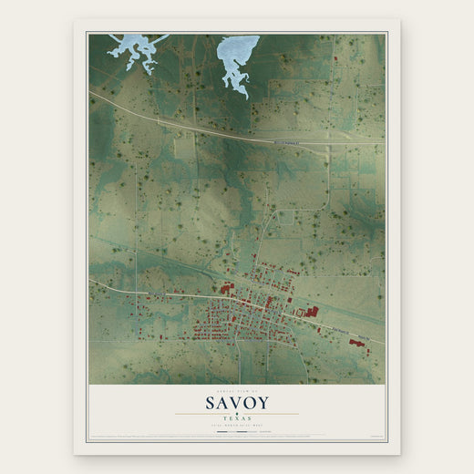 Savoy, Texas map print, the full design