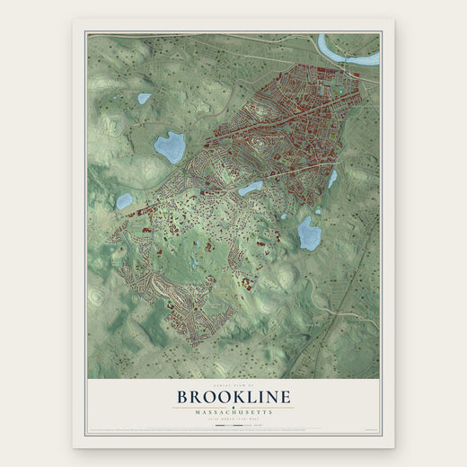 Brookline, Massachusetts map print, the full design