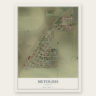 Metolius, Oregon map print, the full design