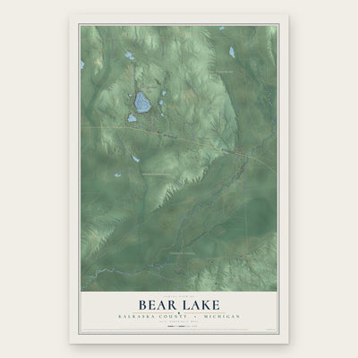Bear Lake, Kalkaska County, Michigan map print, the full design