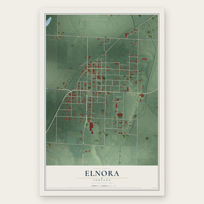 Elnora, Indiana map print, the full design