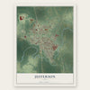 Jefferson, Texas map print, the full design