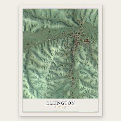 Ellington, Missouri map print, the full design