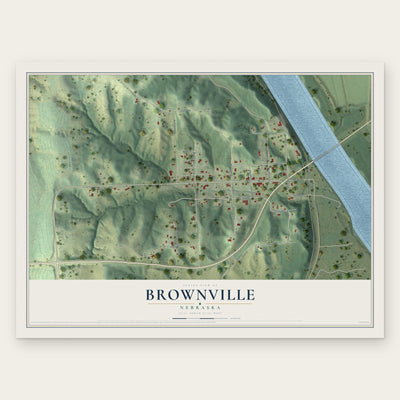 Brownville, Nebraska map print, the full design