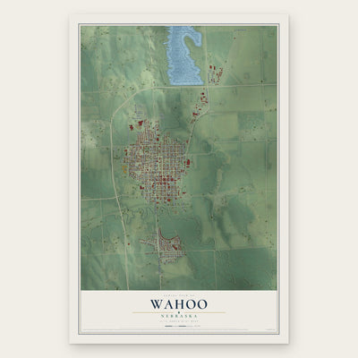 Wahoo, Nebraska map print, the full design
