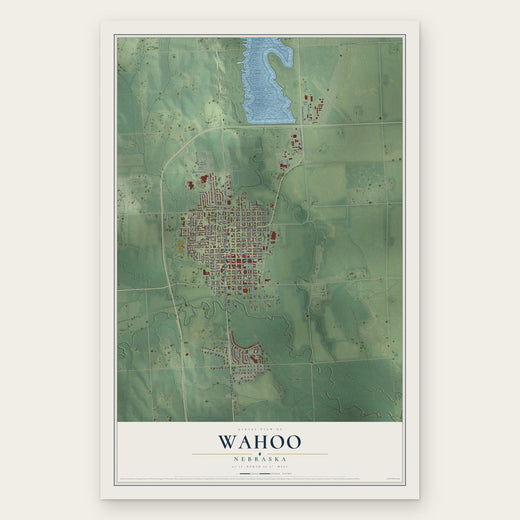 Wahoo, Nebraska map print, the full design