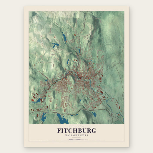 Fitchburg, Massachusetts map print, the full design