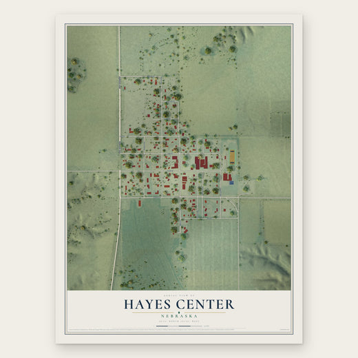 Hayes Center, Nebraska map print, the full design