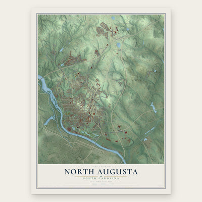 North Augusta, South Carolina map print, the full design