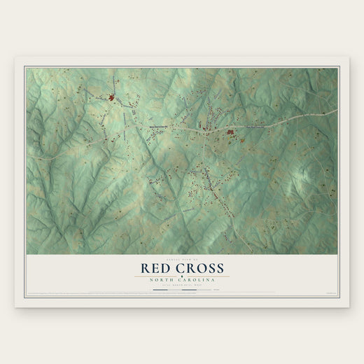 Red Cross, North Carolina map print, the full design