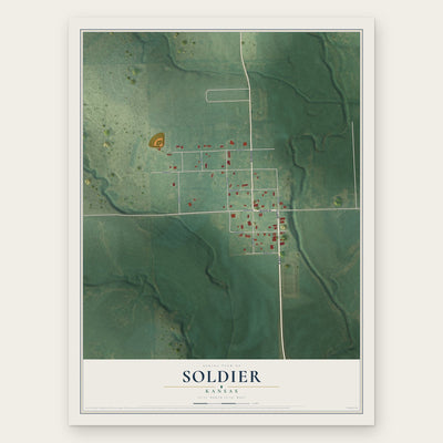 Soldier, Kansas map print, the full design