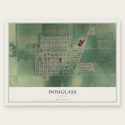 Douglass, Kansas map print, the full design