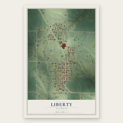 Liberty, Illinois map print, the full design