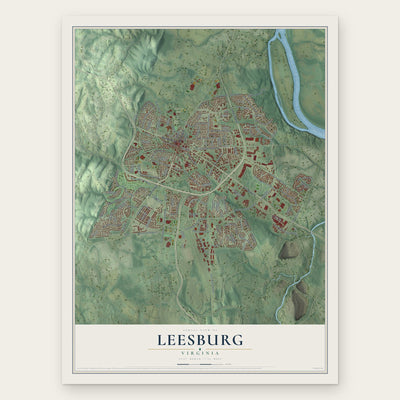 Leesburg, Virginia map print, the full design