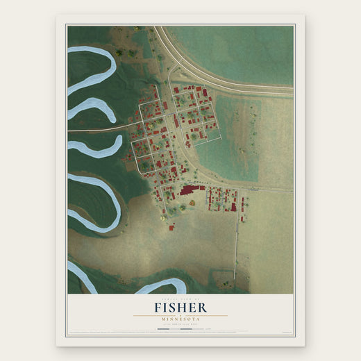 Fisher, Minnesota map print, the full design
