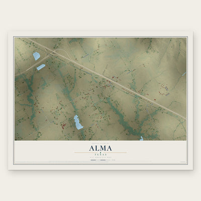 Alma, Texas map print, the full design