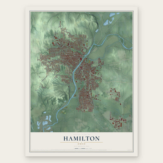 Hamilton, Ohio map print, the full design