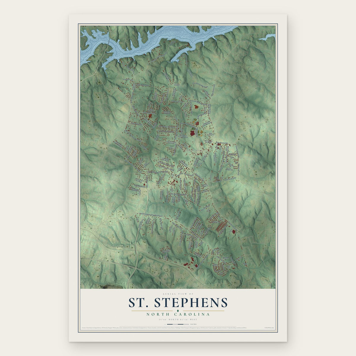 St. Stephens, North Carolina map print, the full design