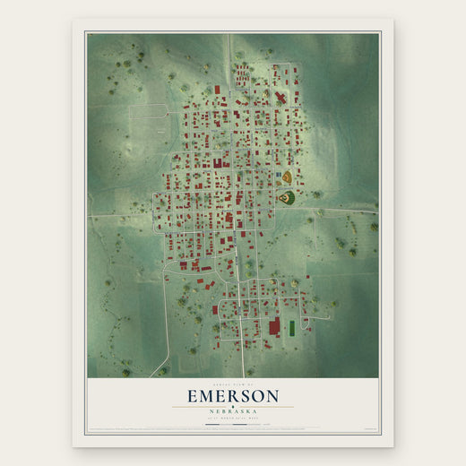 Emerson, Nebraska map print, the full design