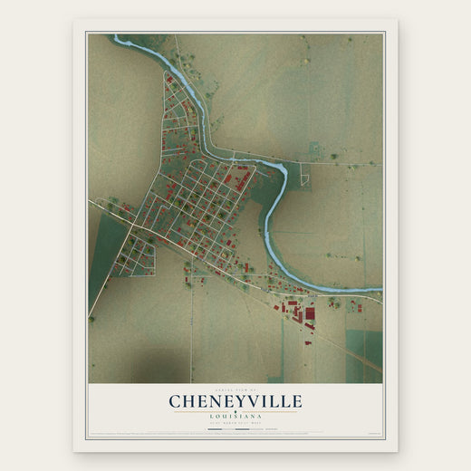 Cheneyville, Louisiana map print, the full design