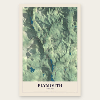 Plymouth, Vermont map print, the full design
