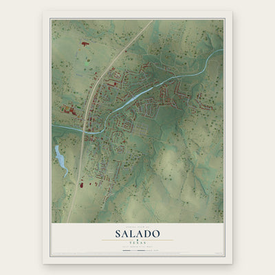 Salado, Texas map print, the full design