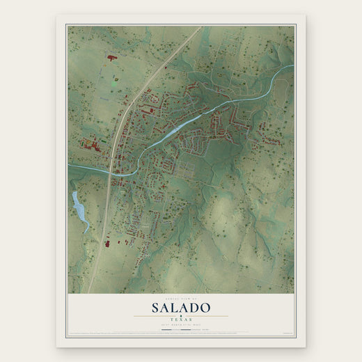 Salado, Texas map print, the full design