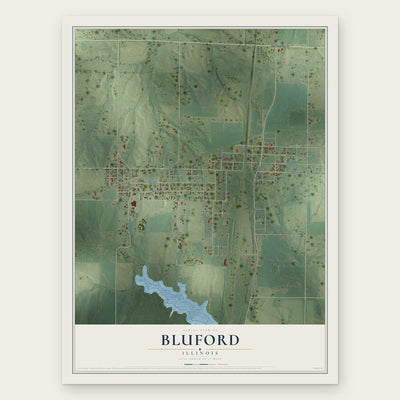 Bluford, Illinois map print, the full design