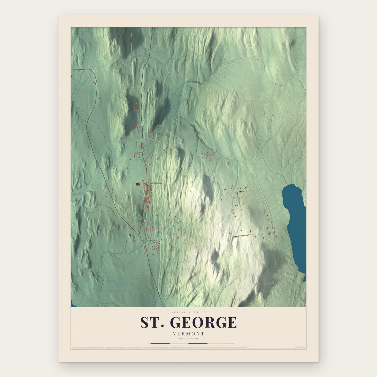 St. George, Vermont map print, the full design