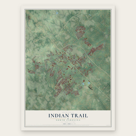 Indian Trail, North Carolina map print, the full design