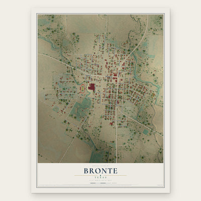 Bronte, Texas map print, the full design