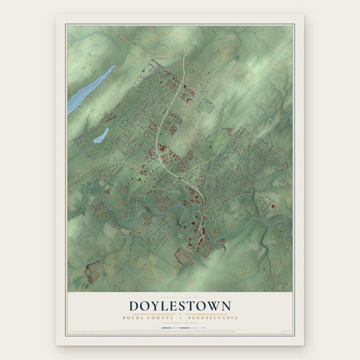 Doylestown, Bucks County, Pennsylvania map print, the full design